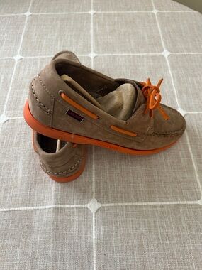 Sebego Brown Suede Boat Shoes with Orange soles - brand new box box